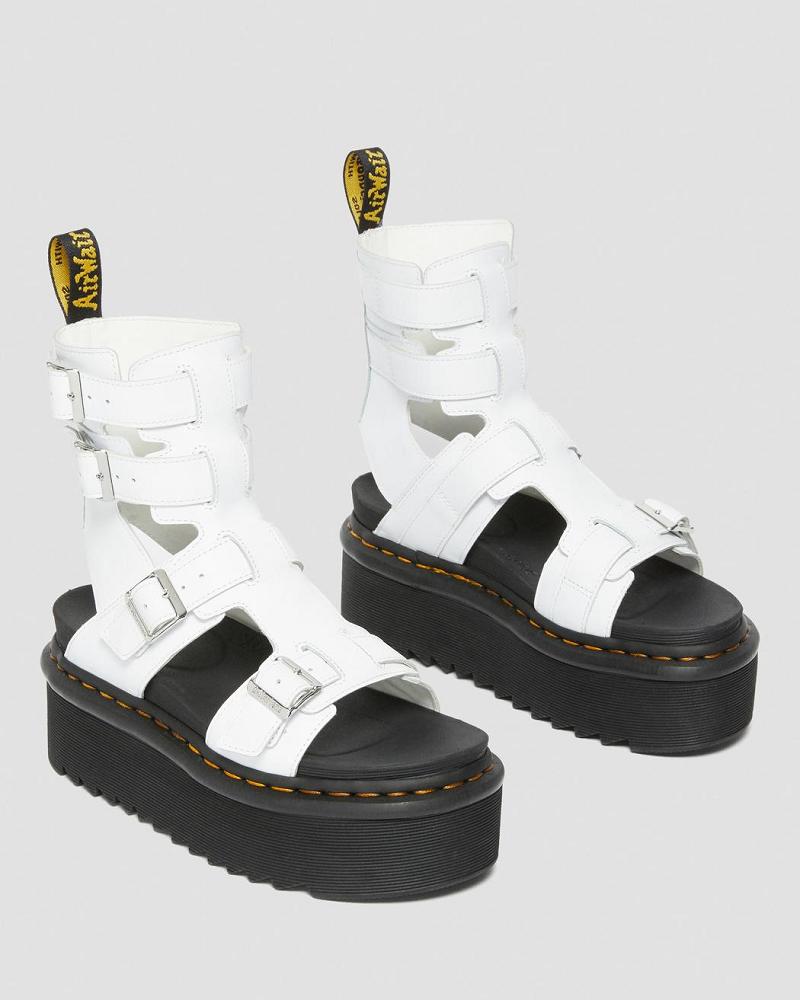 Women's Dr Martens Giavanna Leather Platform Gladiator Sandals White | AU 297WNB